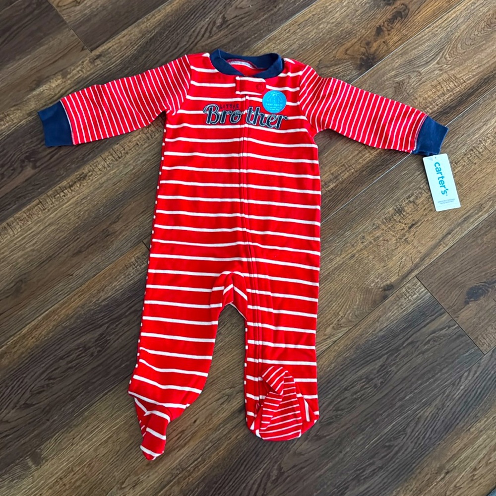 Carter’s 2-way zipper little brother sleep and play pajamas. NWT red and blue.